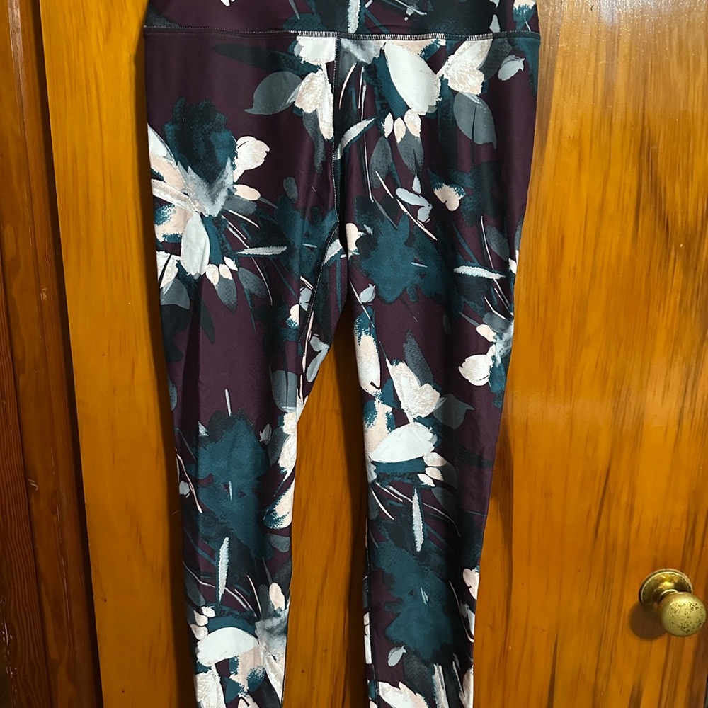 Fabletics Floral Leggings - Purple and Teal